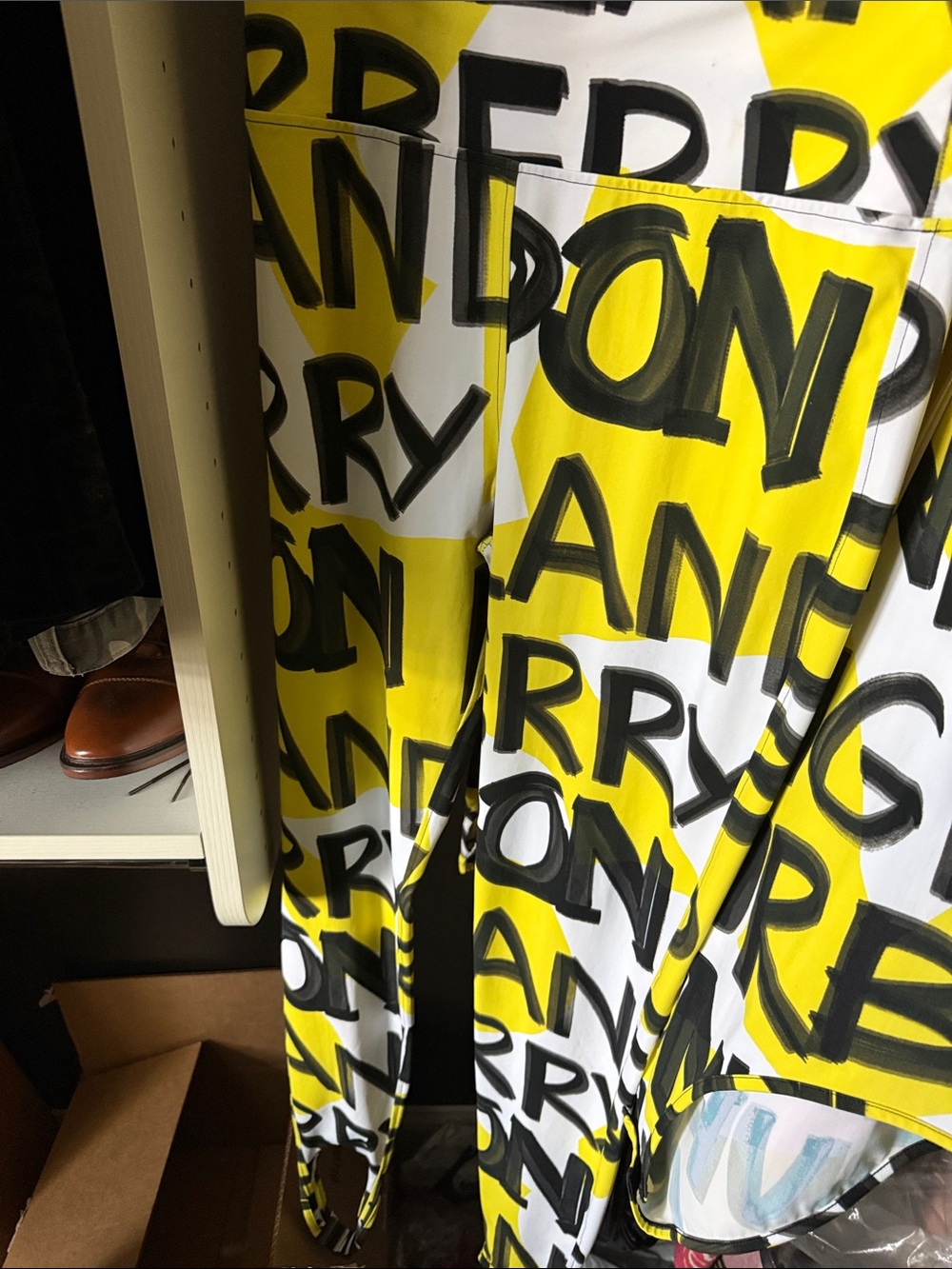 Burberry Yellow, Black & White Graphic Print Dress